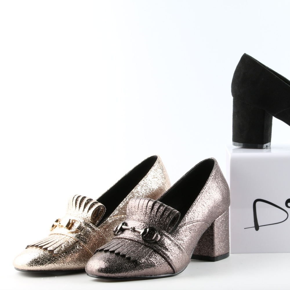 *LOT OF 3* Metallic Block Heel Loafers